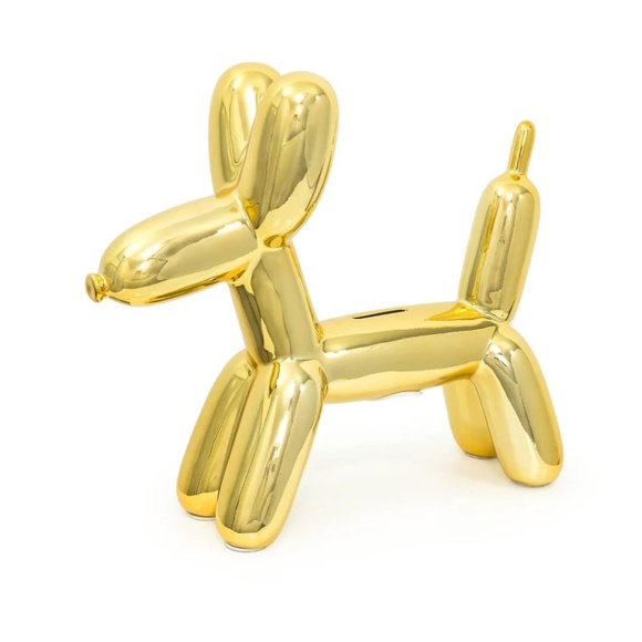 NEW Made By Humans Balloon Dog Puppy Piggy Bank Collectible - Gold - Picture 1 of 2